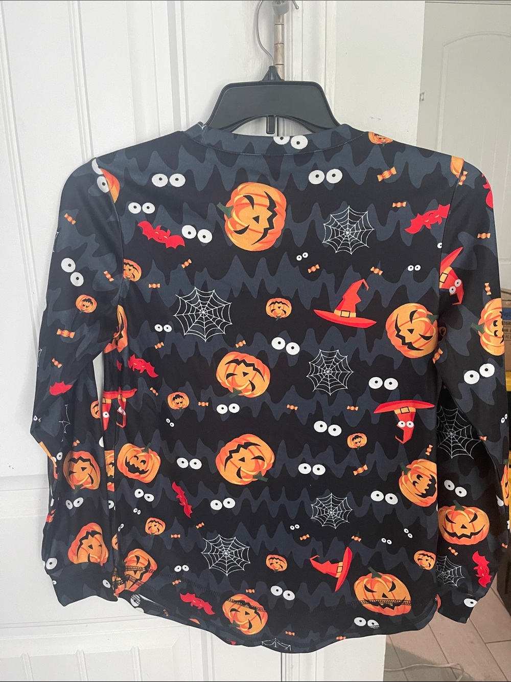 Kids Halloween Pumpkin & Spiderweb Long-Sleeve Shirt - Black & Orange
